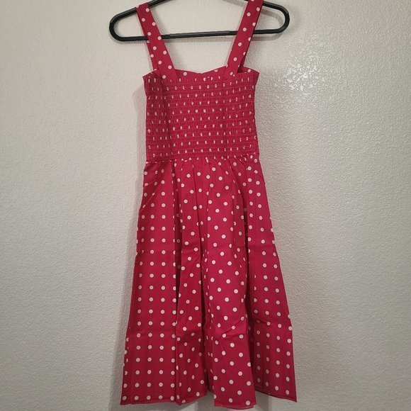 Vintage 1950s Polka Dots Empire Fold Over Women's Juniors Swing Dress in Pink‎ - Picture 7 of 9